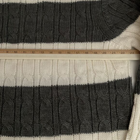 Piombo Large Sweater Stripe Cableknit Gray Ivory Acrylic Wool Blend Men’s L NWT - Picture 5 of 7